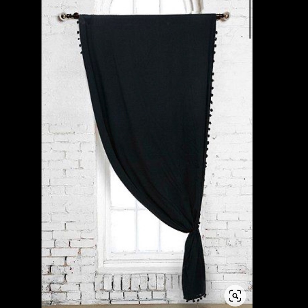Urban Outfitters Blackout PomPom curtain in Black